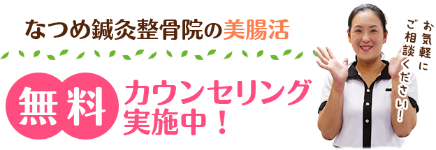 枚方市なつめ鍼灸整骨院の美腸活無料カウンセリング受付中！